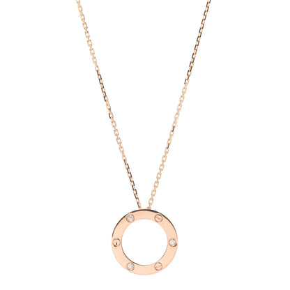 Cartier 18K Pink Gold 3 Diamonds LOVE Pendant Necklace 1 of 5