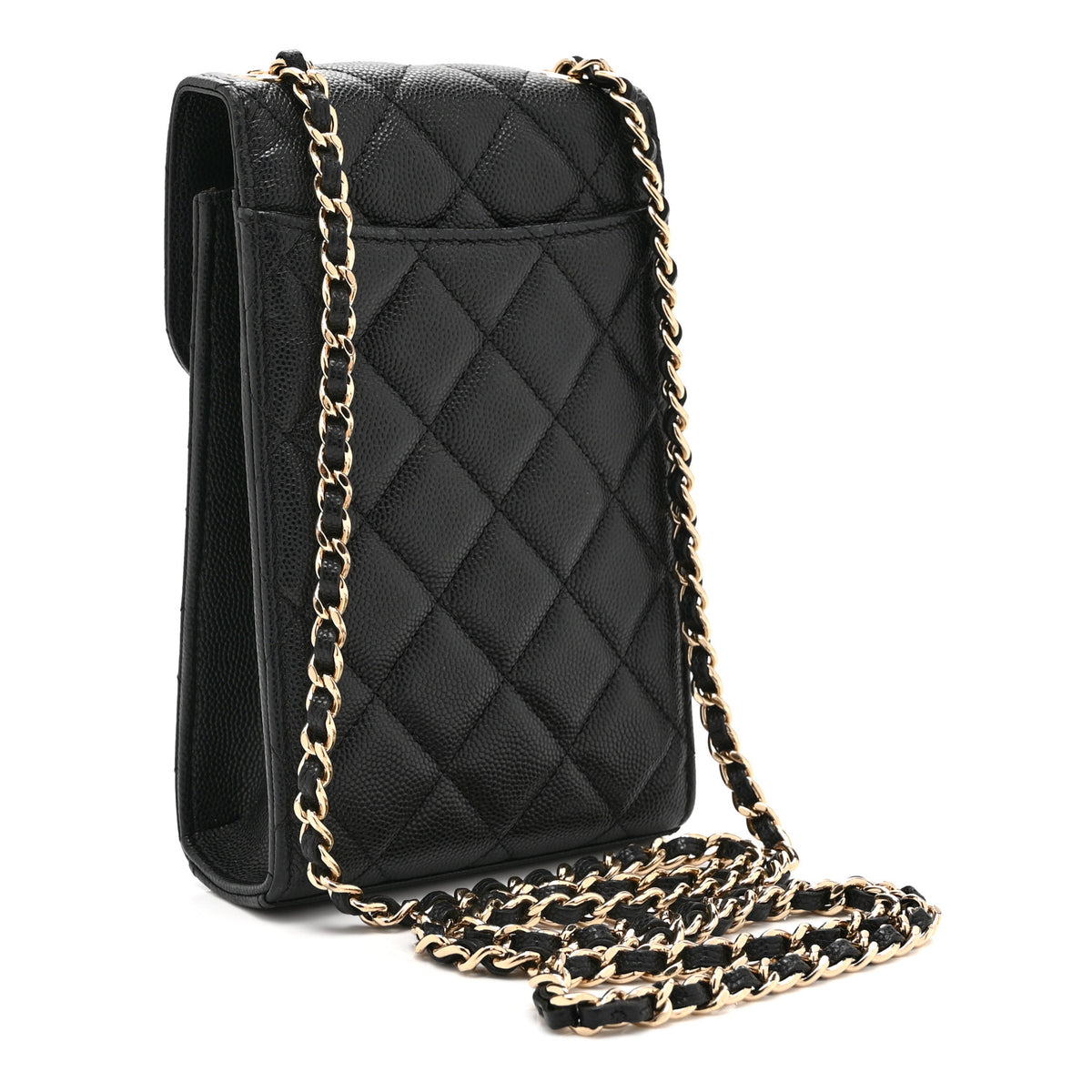 Caviar Quilted Classic Phone Holder Black