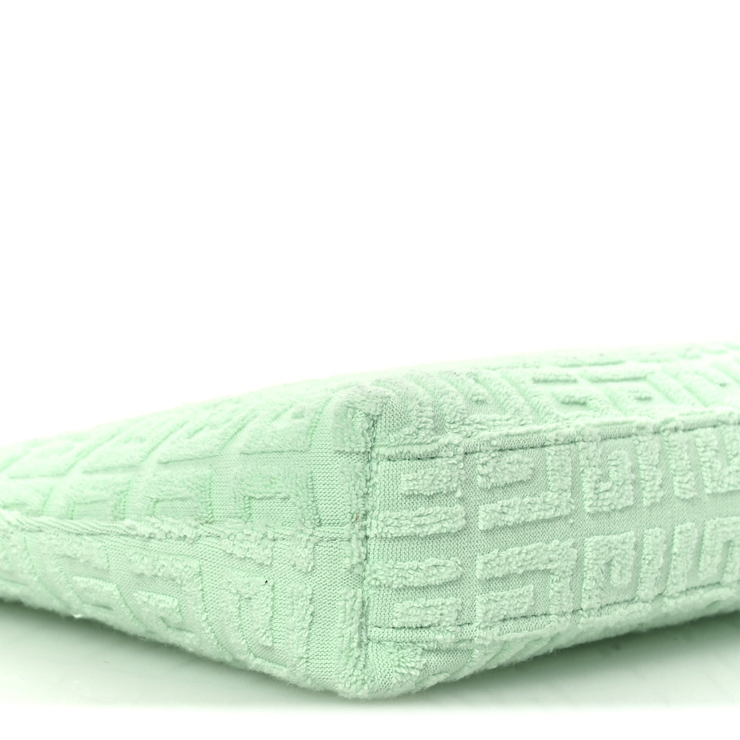 Terry Cloth Logo Zipped Pouch Aqua Green