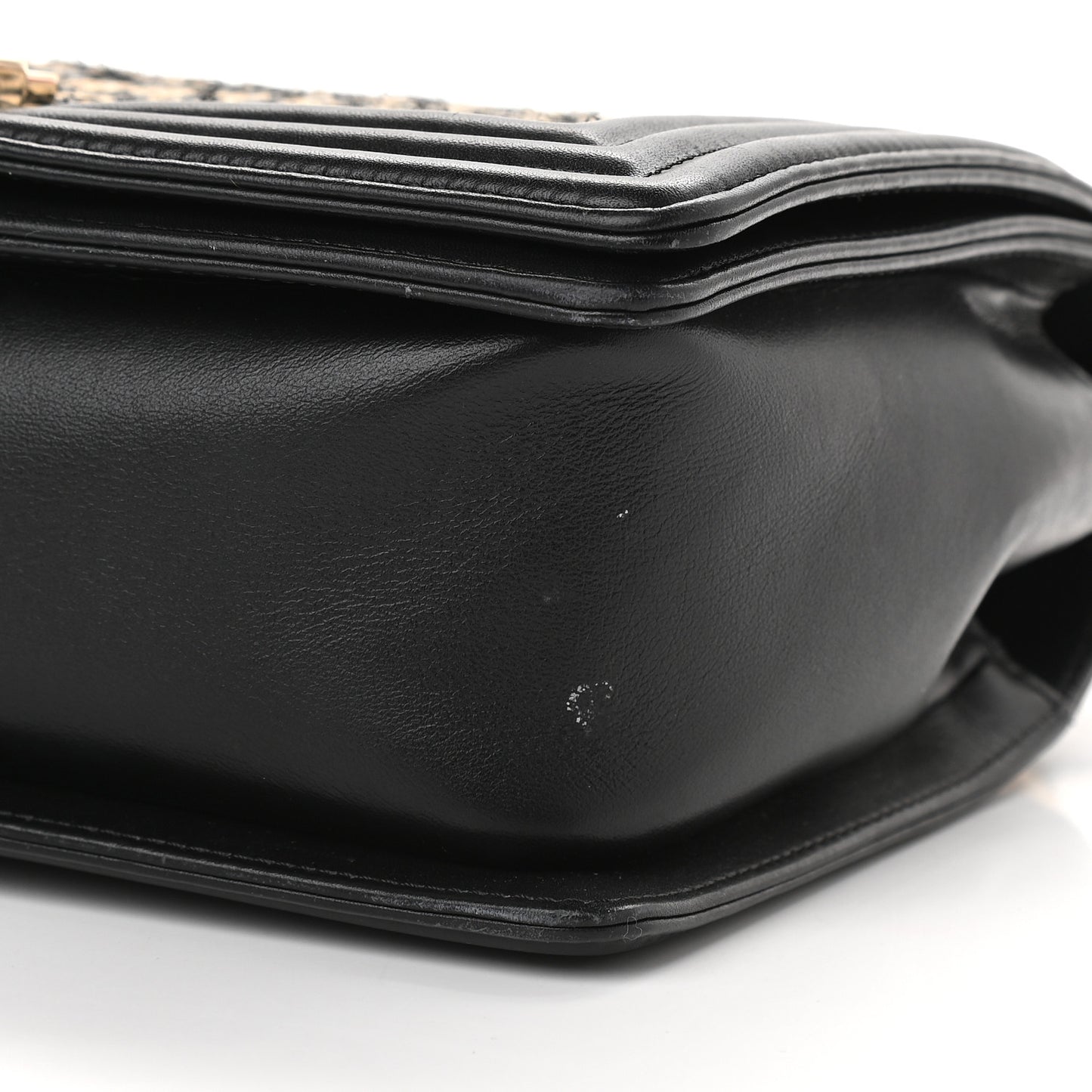 Lambskin Cotton Woven Medium Boy Flap Black