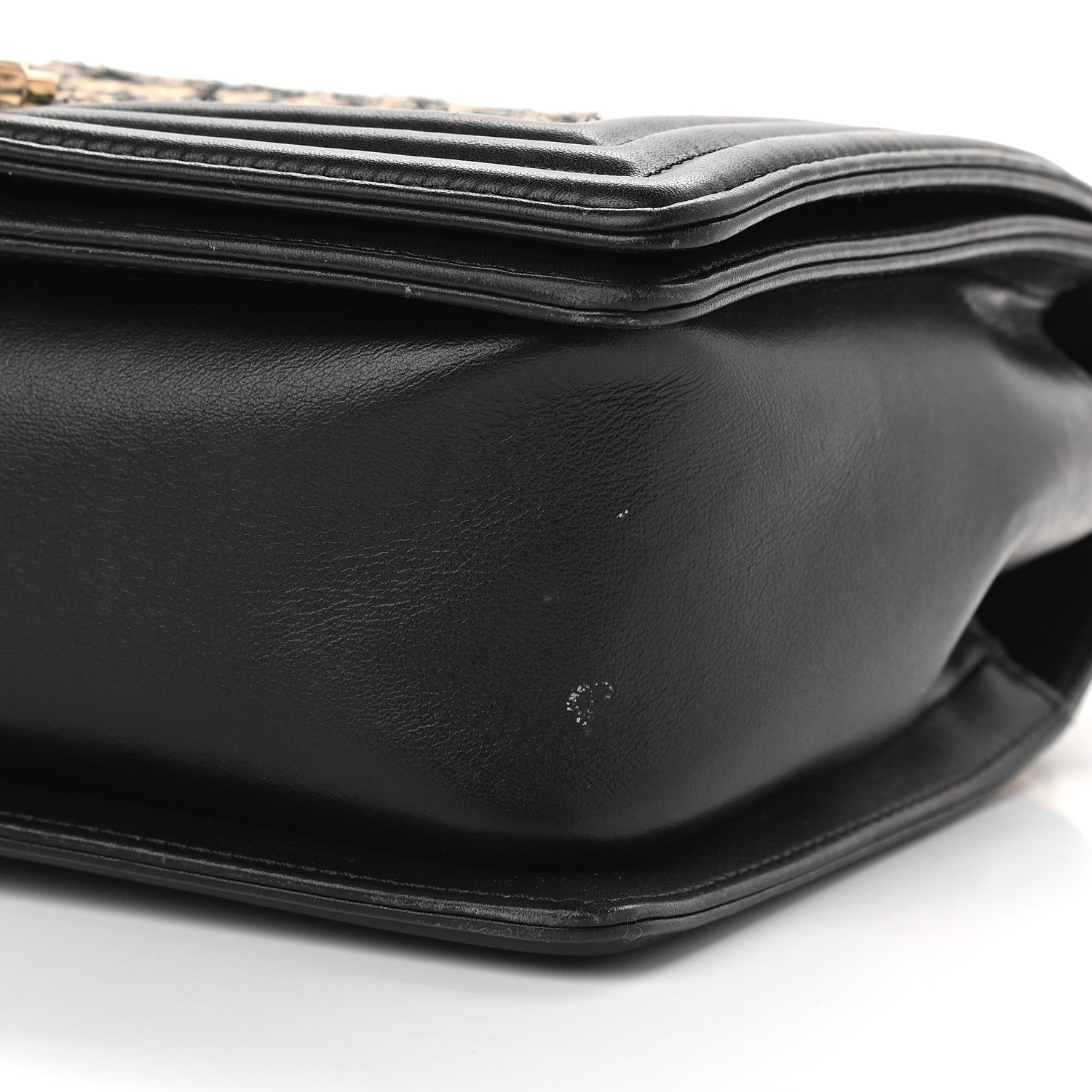 Chanel Lambskin Cotton Woven Medium Boy Flap Black 9 of 9