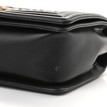 Chanel Lambskin Cotton Woven Medium Boy Flap Black 9 of 9