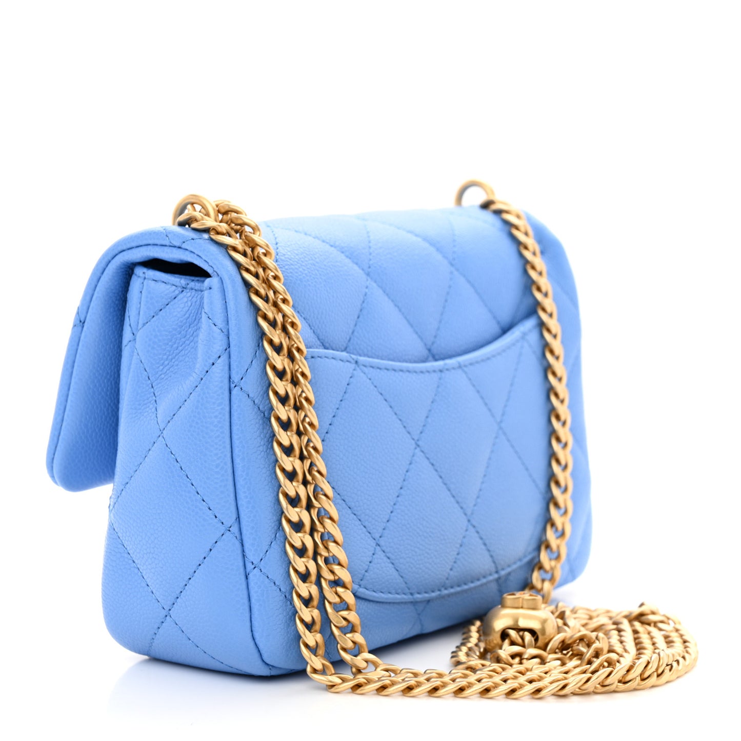 Caviar Quilted Mini Sweetheart Flap Blue