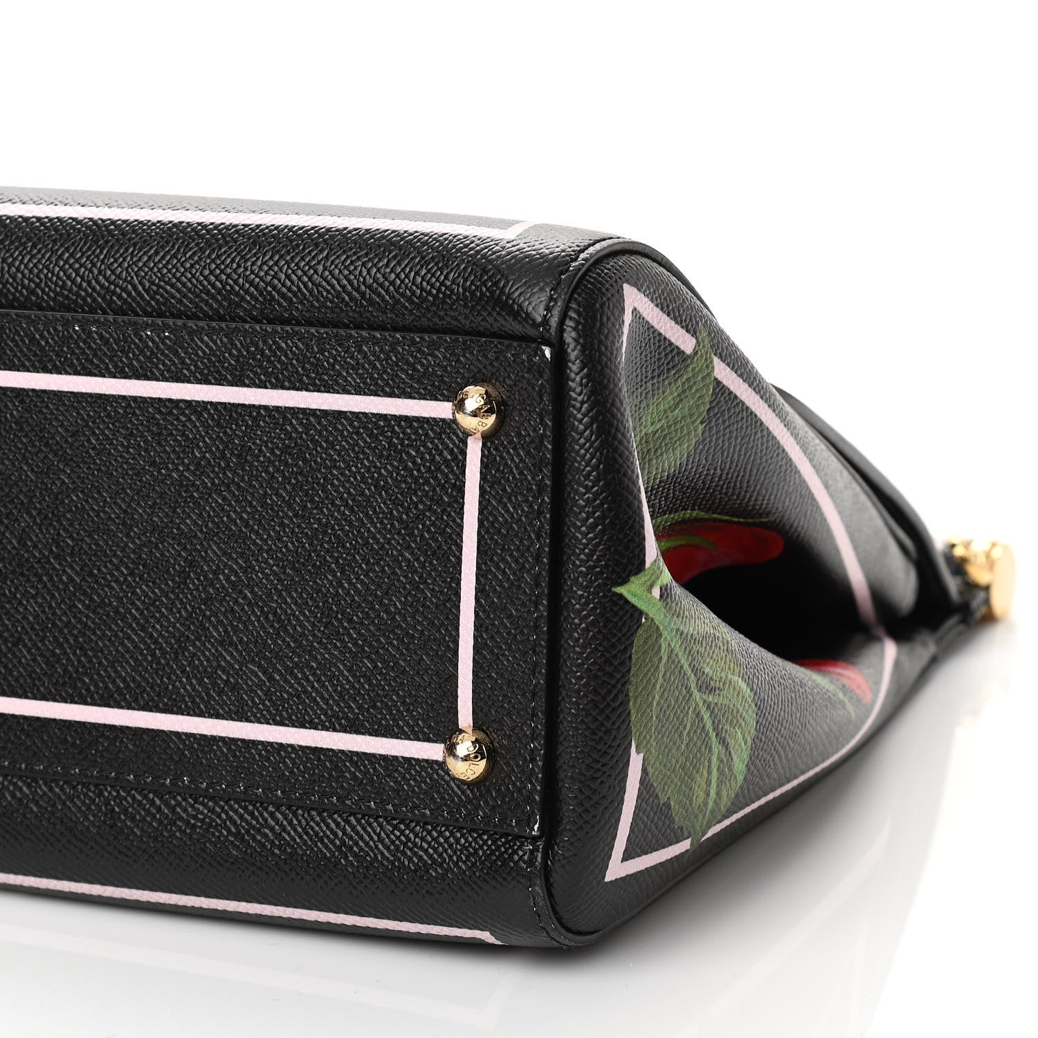 Dolce & Gabbana Dauphine Rose Print Medium Miss Sicily Satchel Black 10 of 10