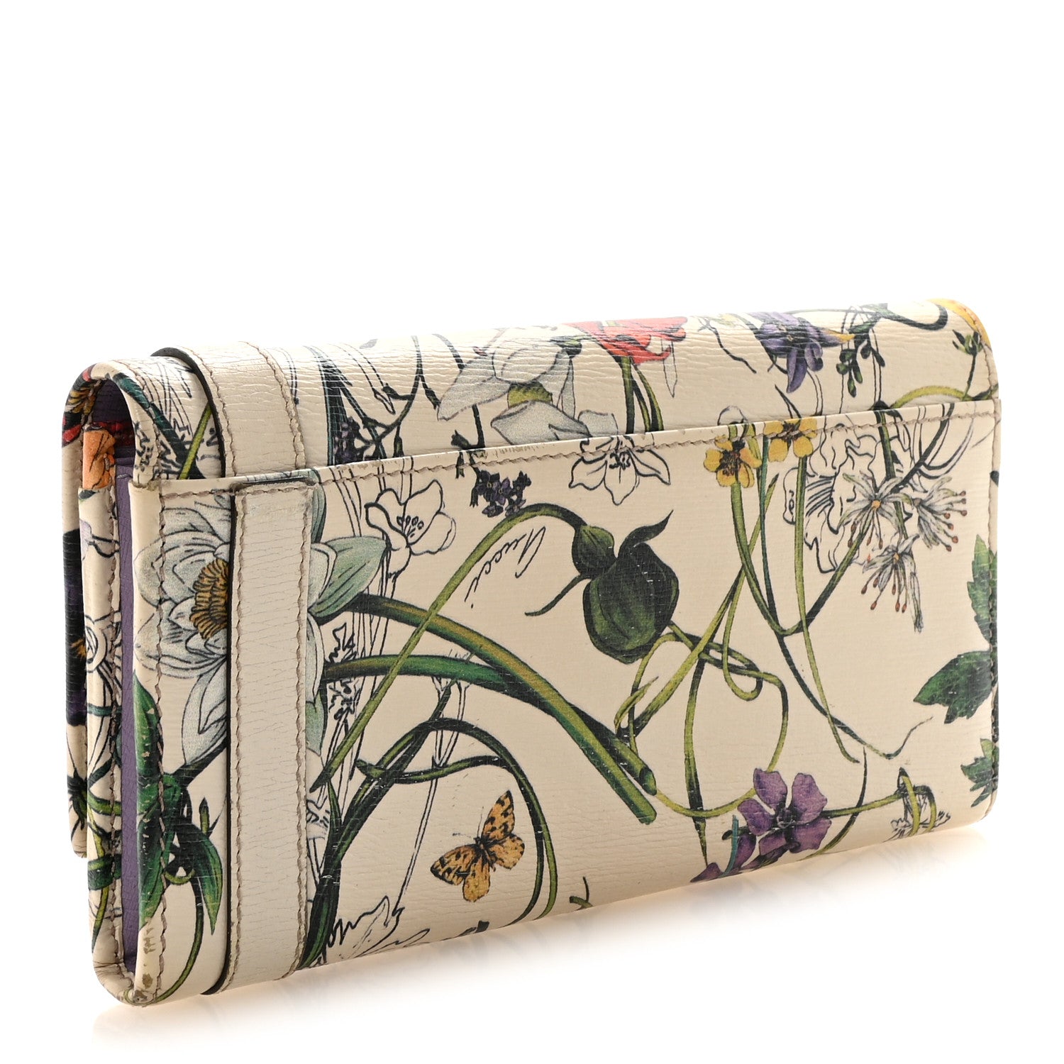 Gucci Calfskin Flora Nice Wallet White 3 of 7