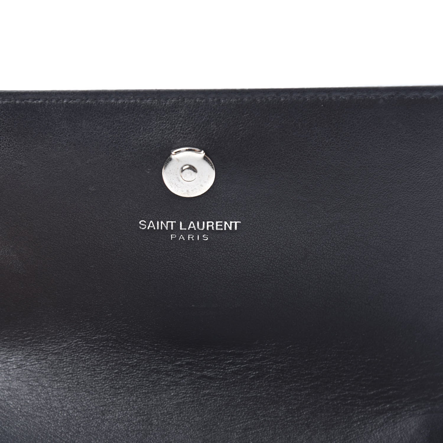 Saint Laurent Calfskin Crocodile Embossed Monogram Sunset Chain Wallet Black 6 of 13