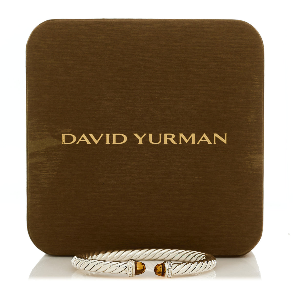 David Yurman Sterling Silver Diamond Citrine 6mm Cable Flex Bracelet 4 of 4