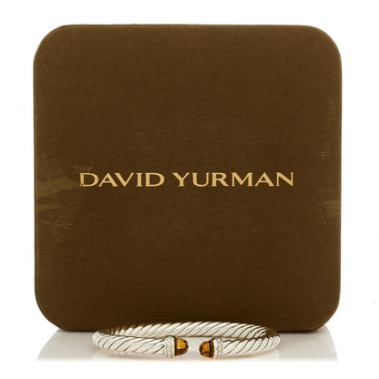 David Yurman Sterling Silver Diamond Citrine 6mm Cable Flex Bracelet 4 of 4