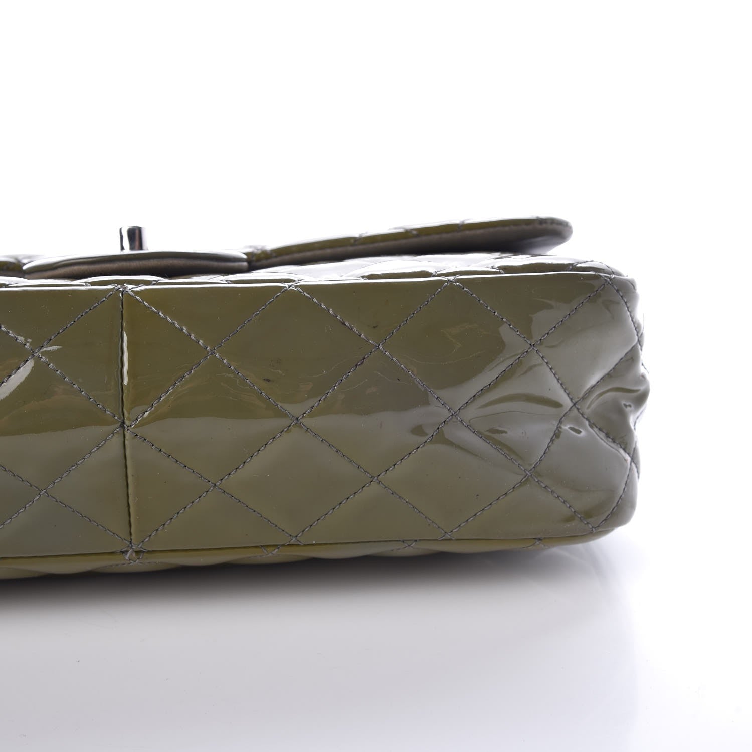 Chanel Patent Quilted Jumbo Single Flap Green 11 of 12