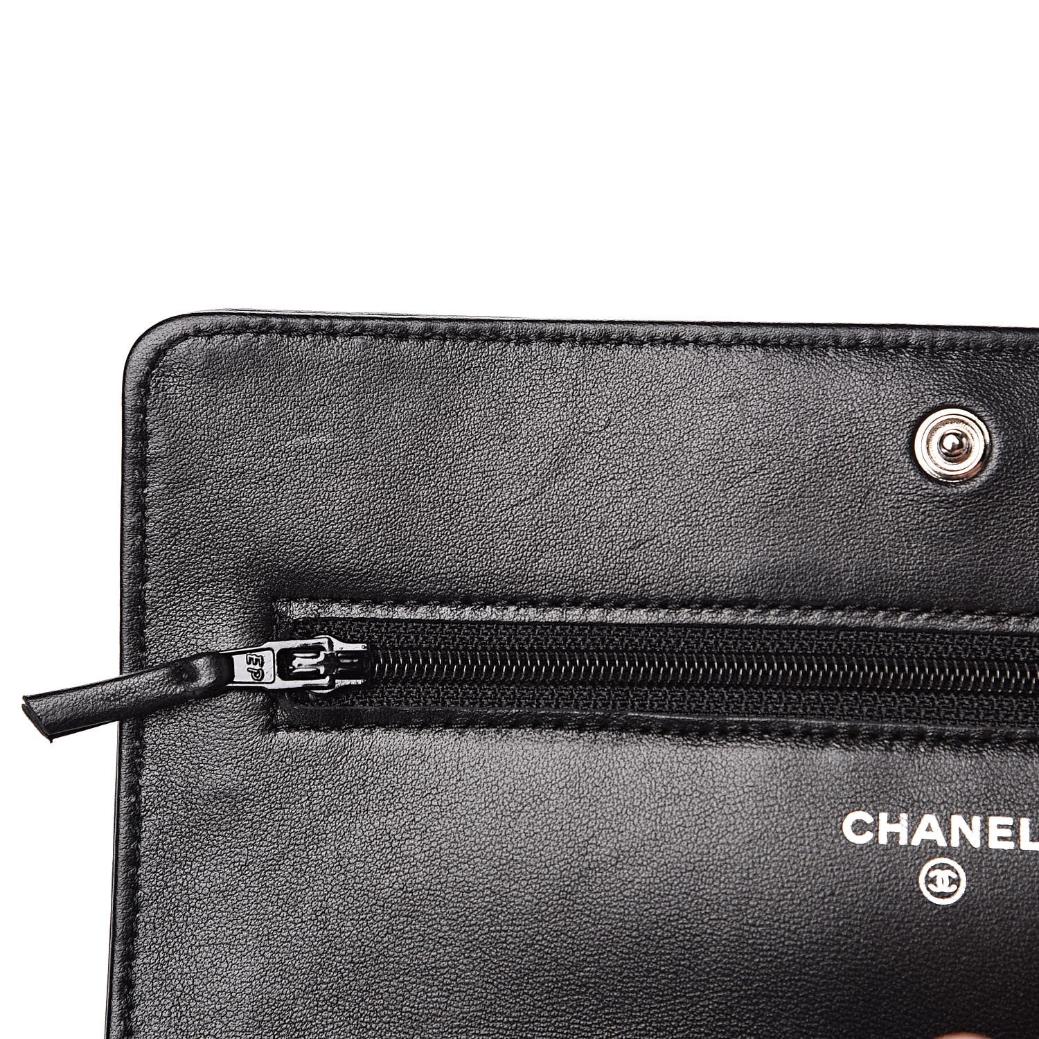 Chanel Lambskin Camellia Embossed Wallet on Chain WOC Black 7 of 15