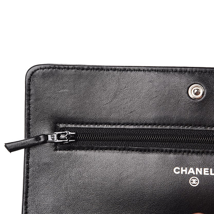 Chanel Lambskin Camellia Embossed Wallet on Chain WOC Black 7 of 15