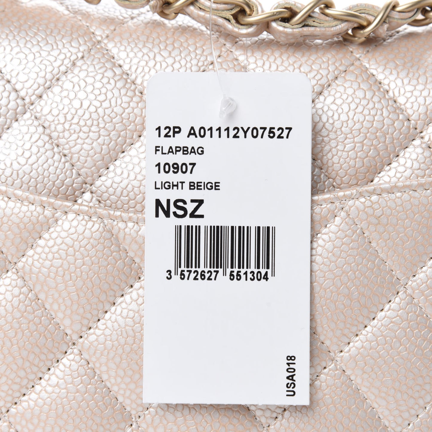 Pearly Caviar Quilted Medium Double Flap Light Beige