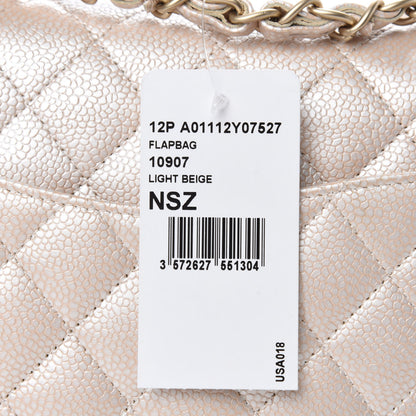 Chanel Pearly Caviar Quilted Medium Double Flap Light Beige 10 of 11