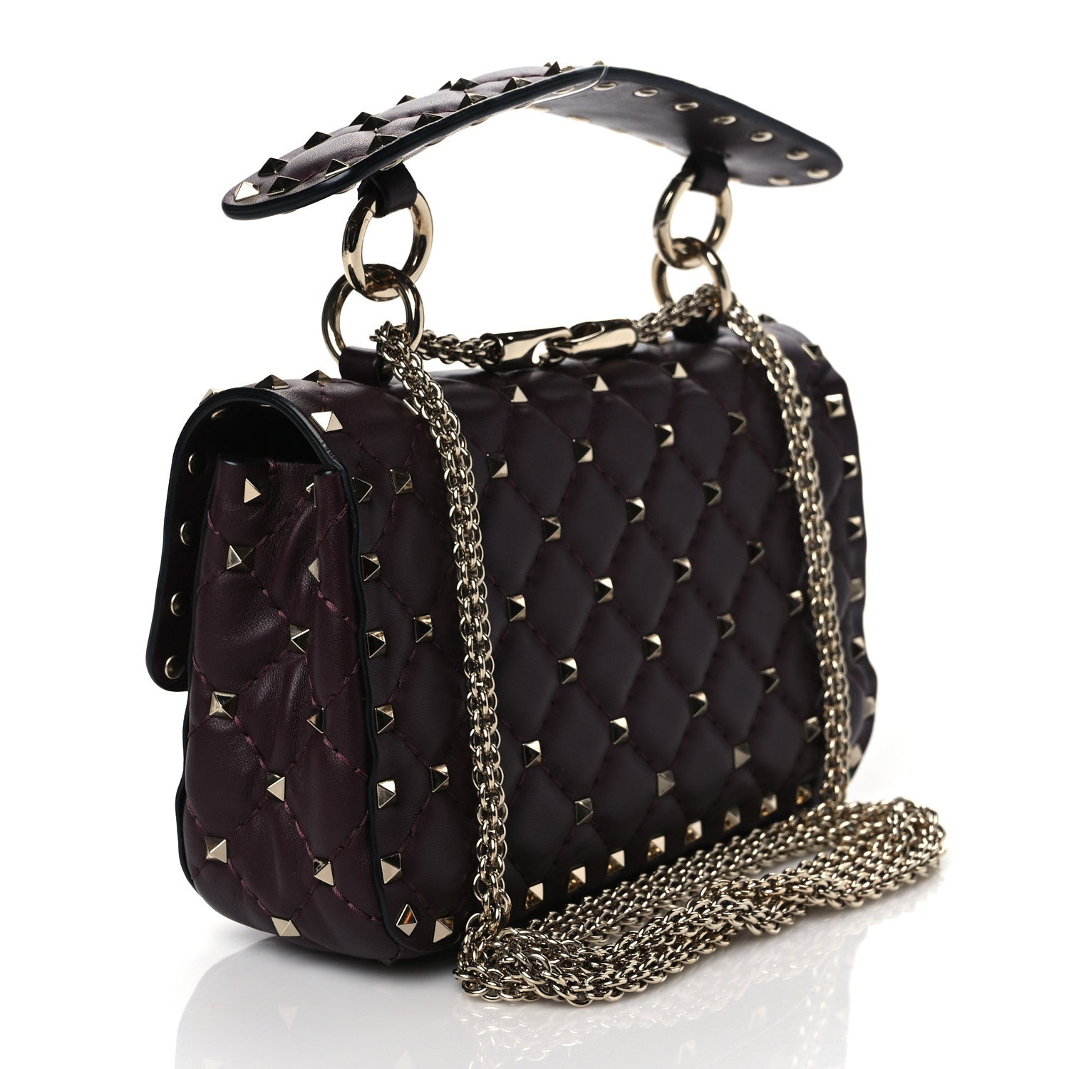 Valentino Garavani Lambskin Small Rockstud Spike Shoulder Bag Rubin 2 of 8