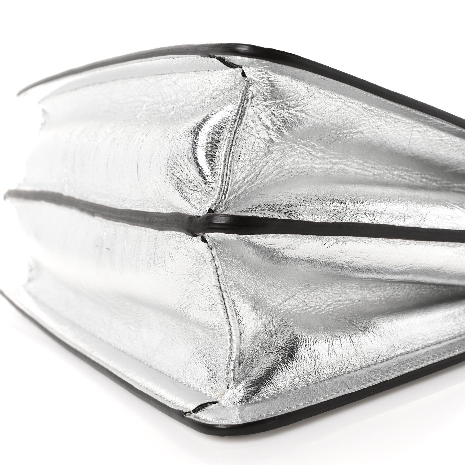 Fendi Rock Millenium Laminata Medium Peekaboo I SEE U Satchel Argento 9 of 9