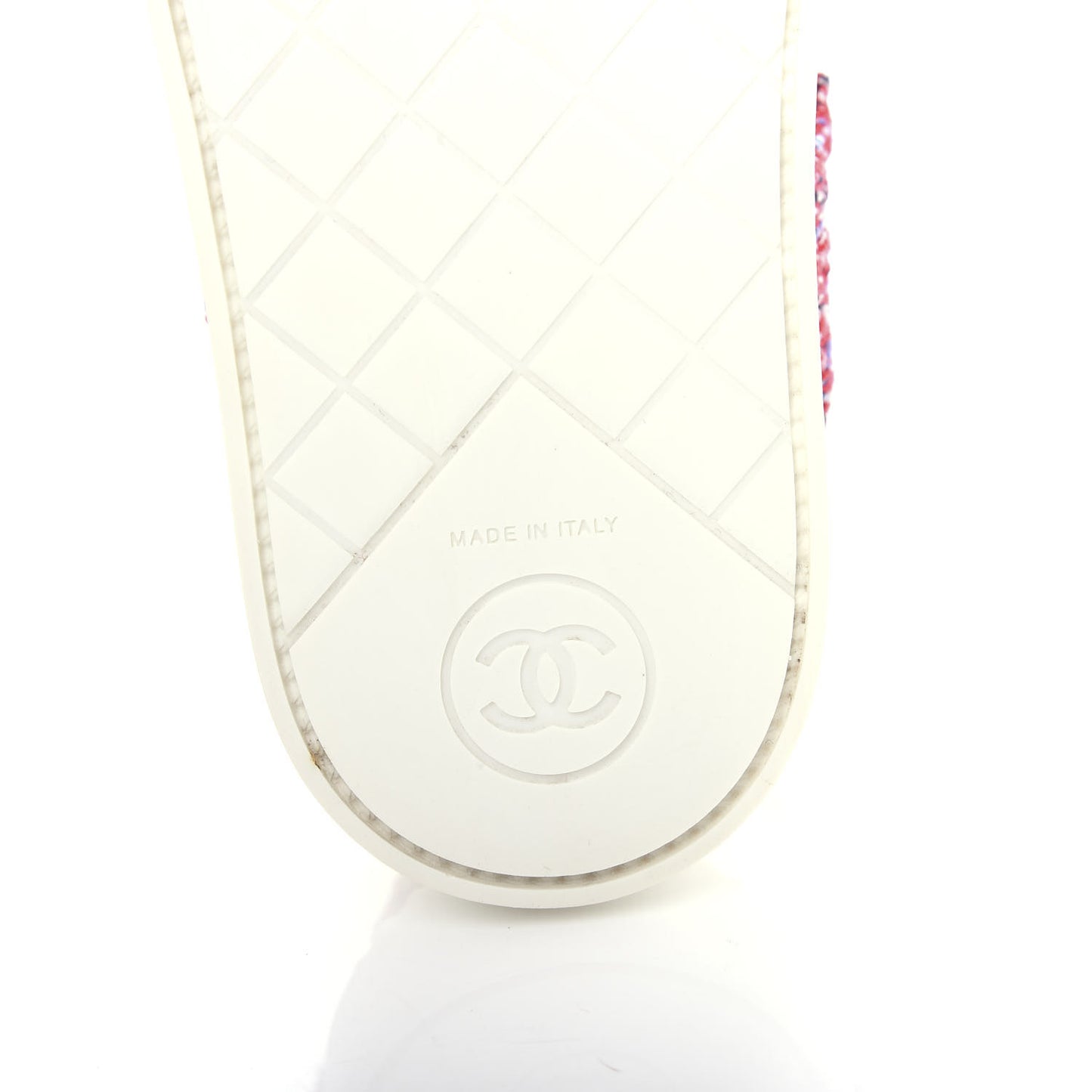 Tweed Pearl Flat Sandals 36.5 Red