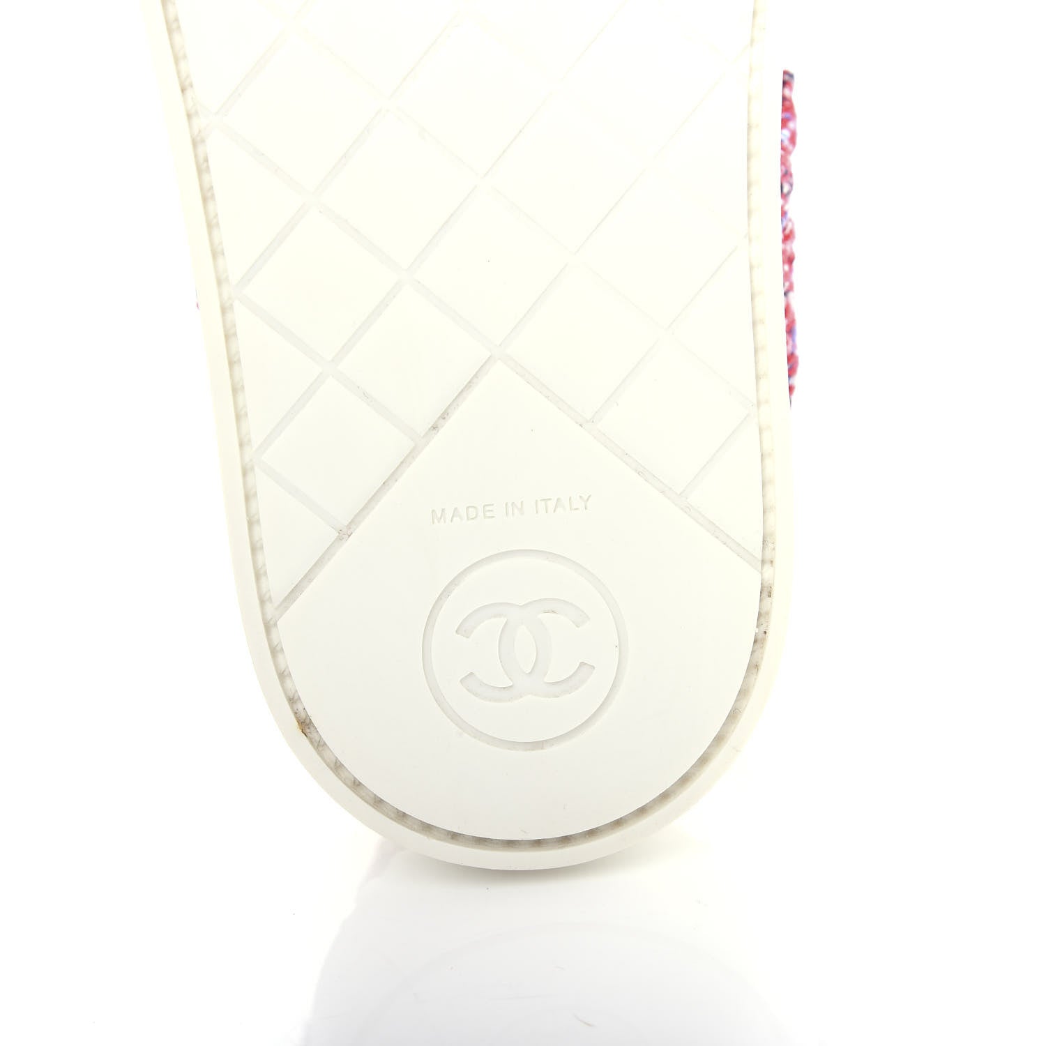 Chanel Tweed Pearl Flat Sandals 36.5 Red 9 of 10