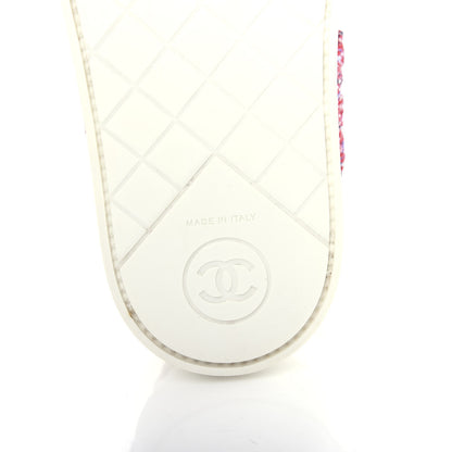 Chanel Tweed Pearl Flat Sandals 36.5 Red 9 of 10