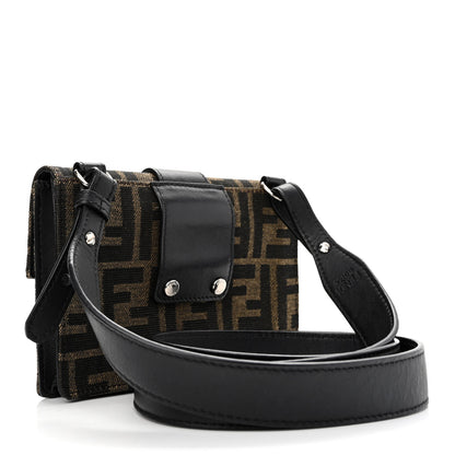 Fendi Recycled Fabric Jacquard Vitello Grace FF 1974 Baguette Belt Pouch Tobacco Moro Black 3 of 12