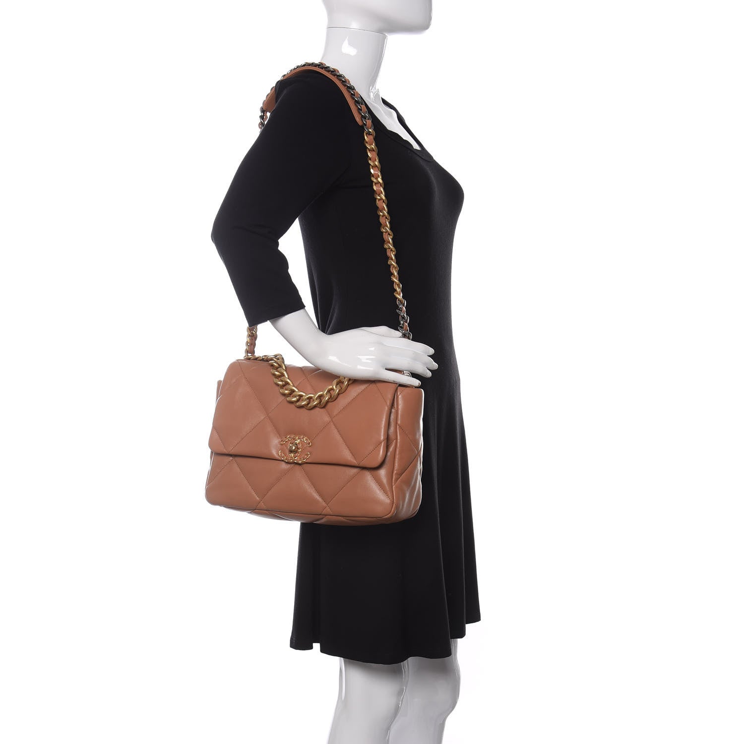 Chanel Lambskin Quilted Large Chanel 19 Flap Brown 2 of 10