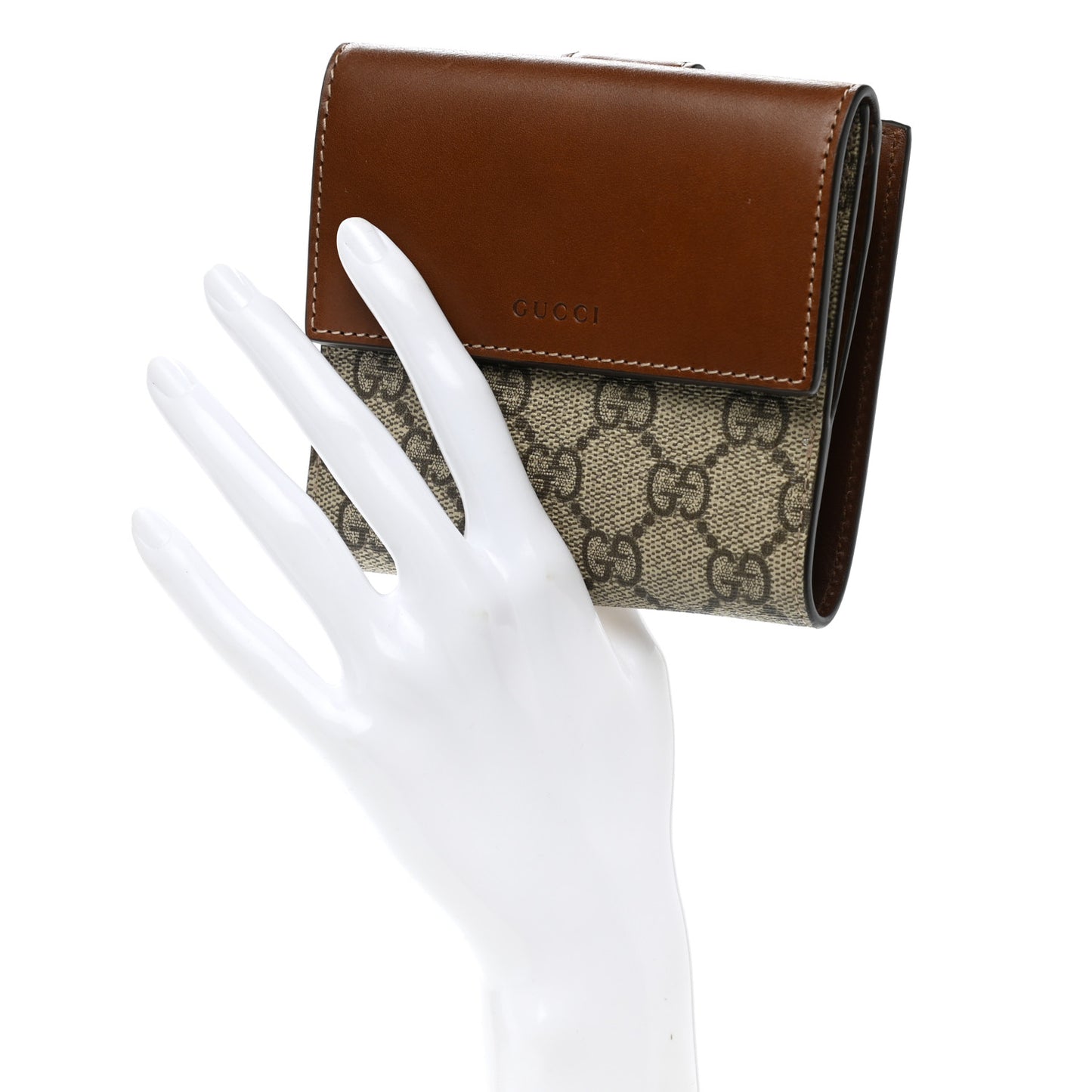 GG Supreme Monogram French Flap Wallet Brown