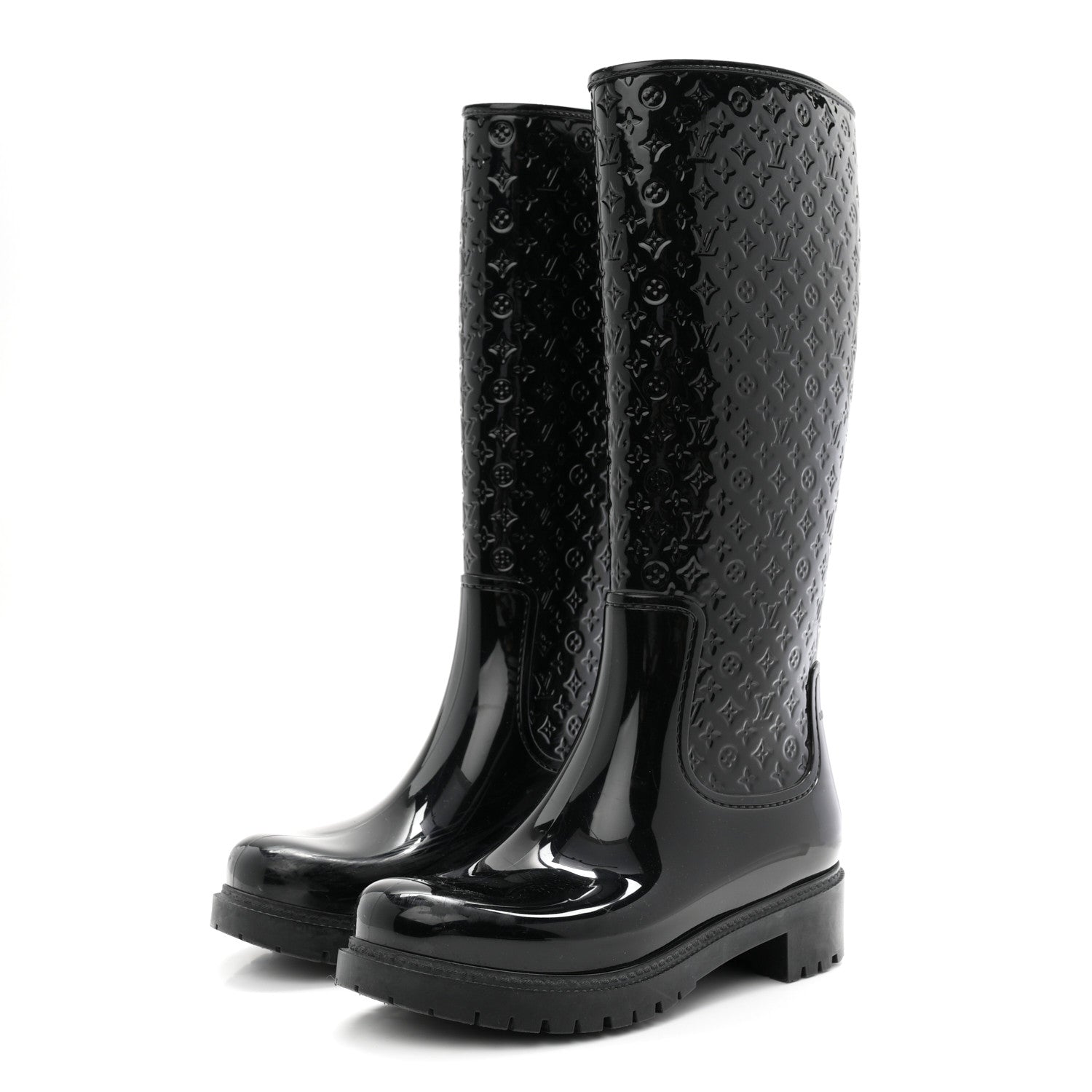 Louis Vuitton Rubber Embossed Monogram Splash Rain Boots 38 Black 4 of 8