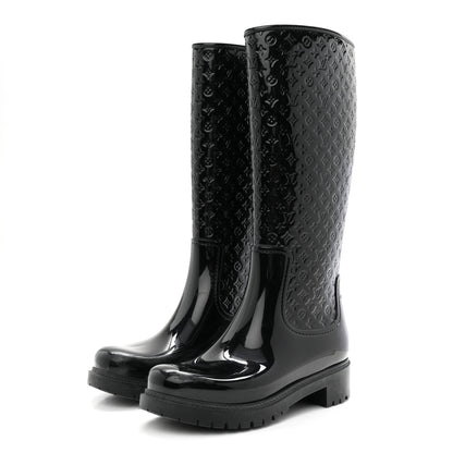 Louis Vuitton Rubber Embossed Monogram Splash Rain Boots 38 Black 4 of 8