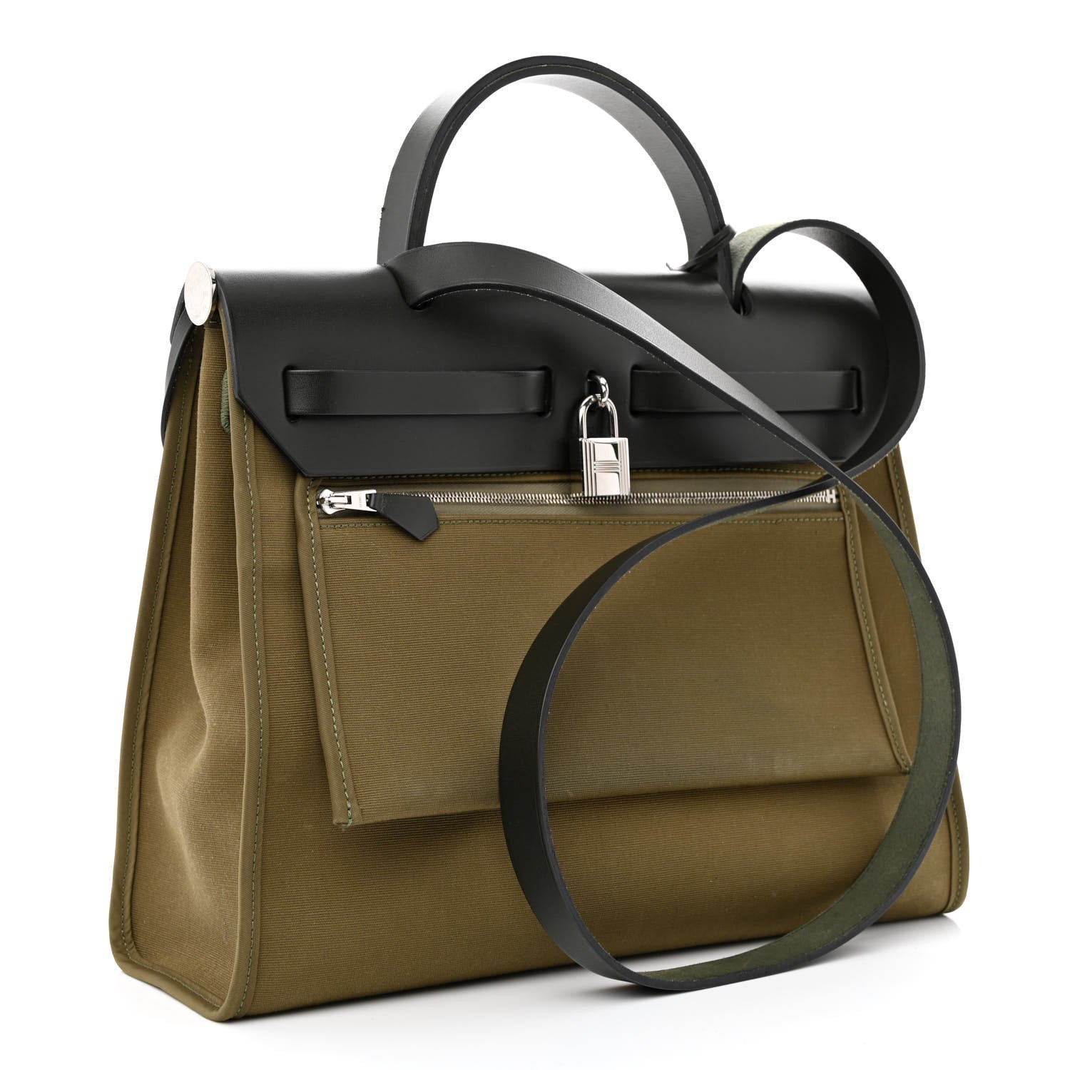 Hermes Vache Hunter Toile Herbag Zip 31 PM Khaki 4 of 13