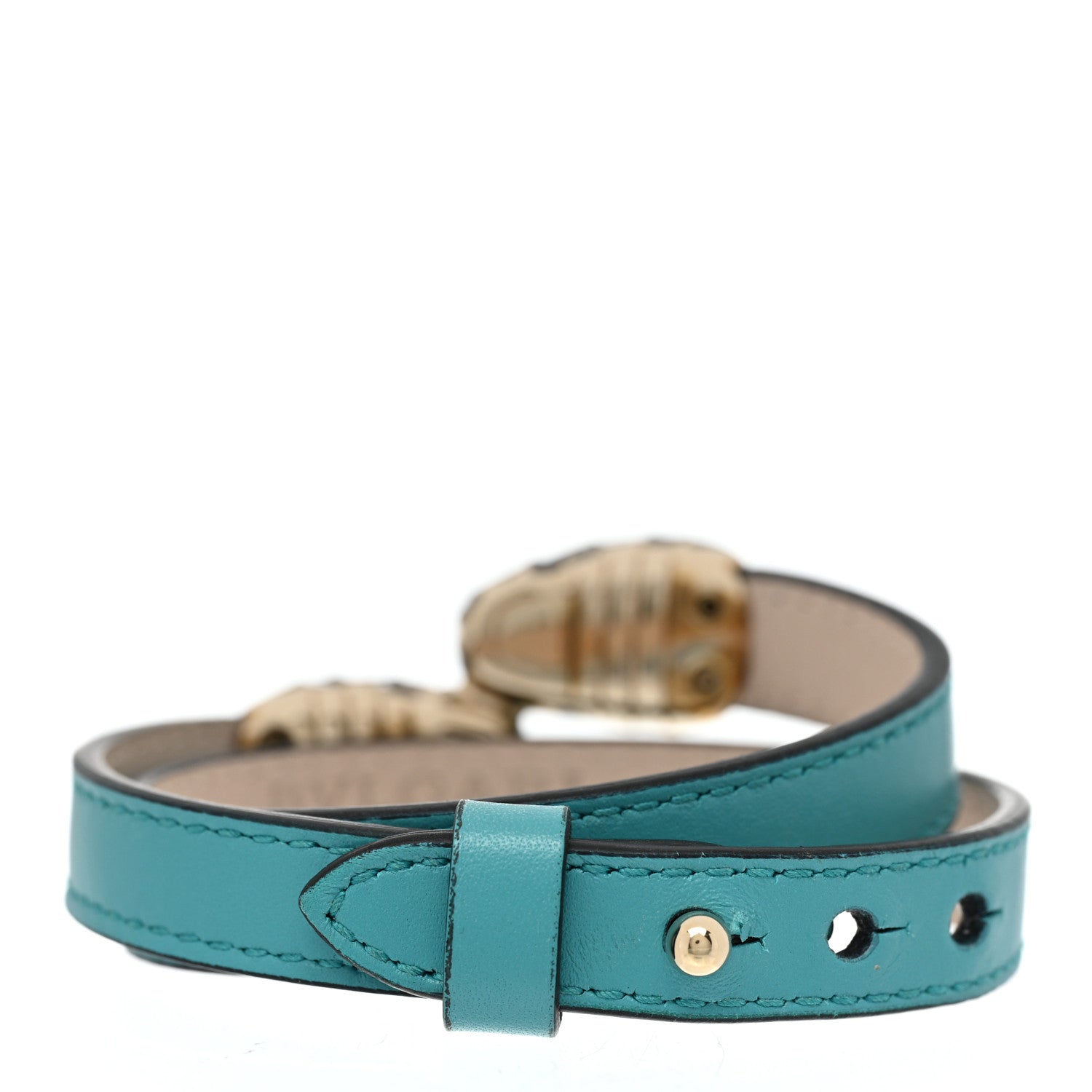 Bulgari Calfskin Serpenti Forever Multi-coiled Bracelet Turquoise 3 of 6