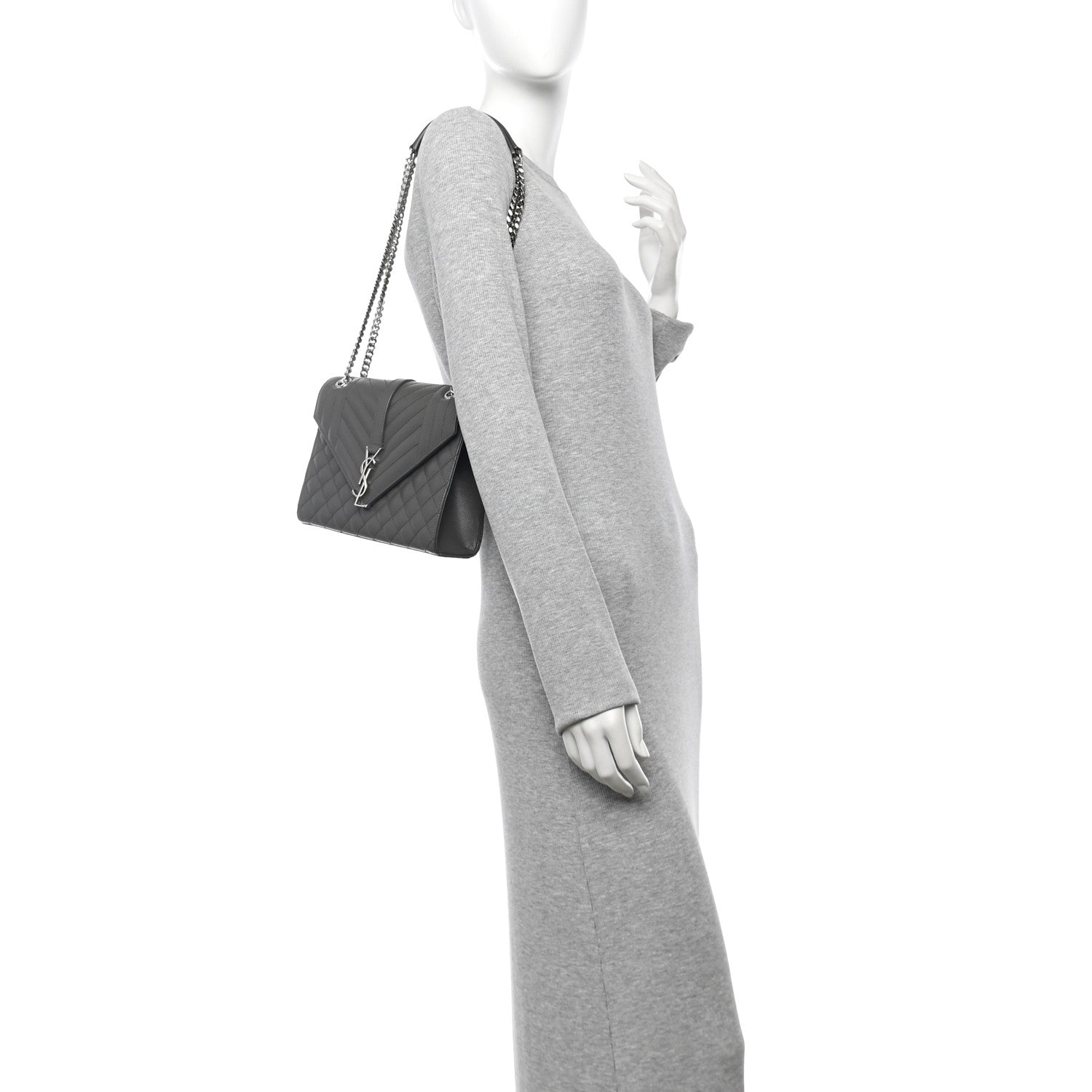 Saint Laurent Grain De Poudre Textured Mixed Matelasse Medium Triquilt Monogram Satchel Earth 2 of 11