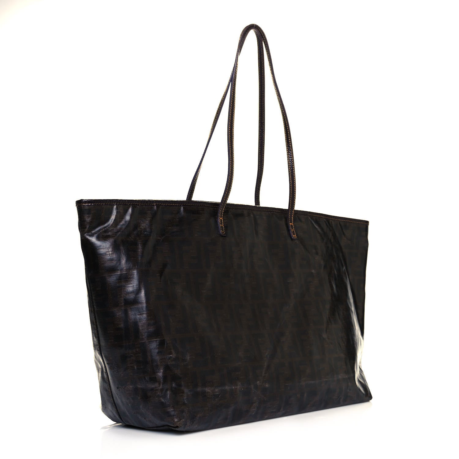 Fendi Zucca Spalmati Matrioska Large Roll Tote Tobacco Black 2 of 17