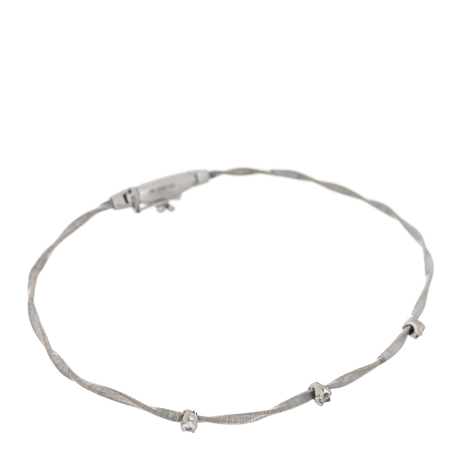 Marco Bicego 18K White Gold Diamond Marrakech Twisted Coil Bracelet 1 of 3