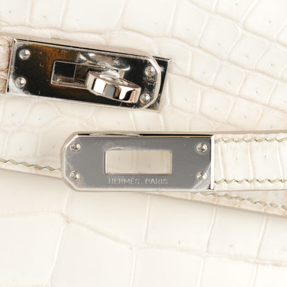 Hermes Matte Niloticus Crocodile Himalaya Kelly Retourne 25 White 25 of 32