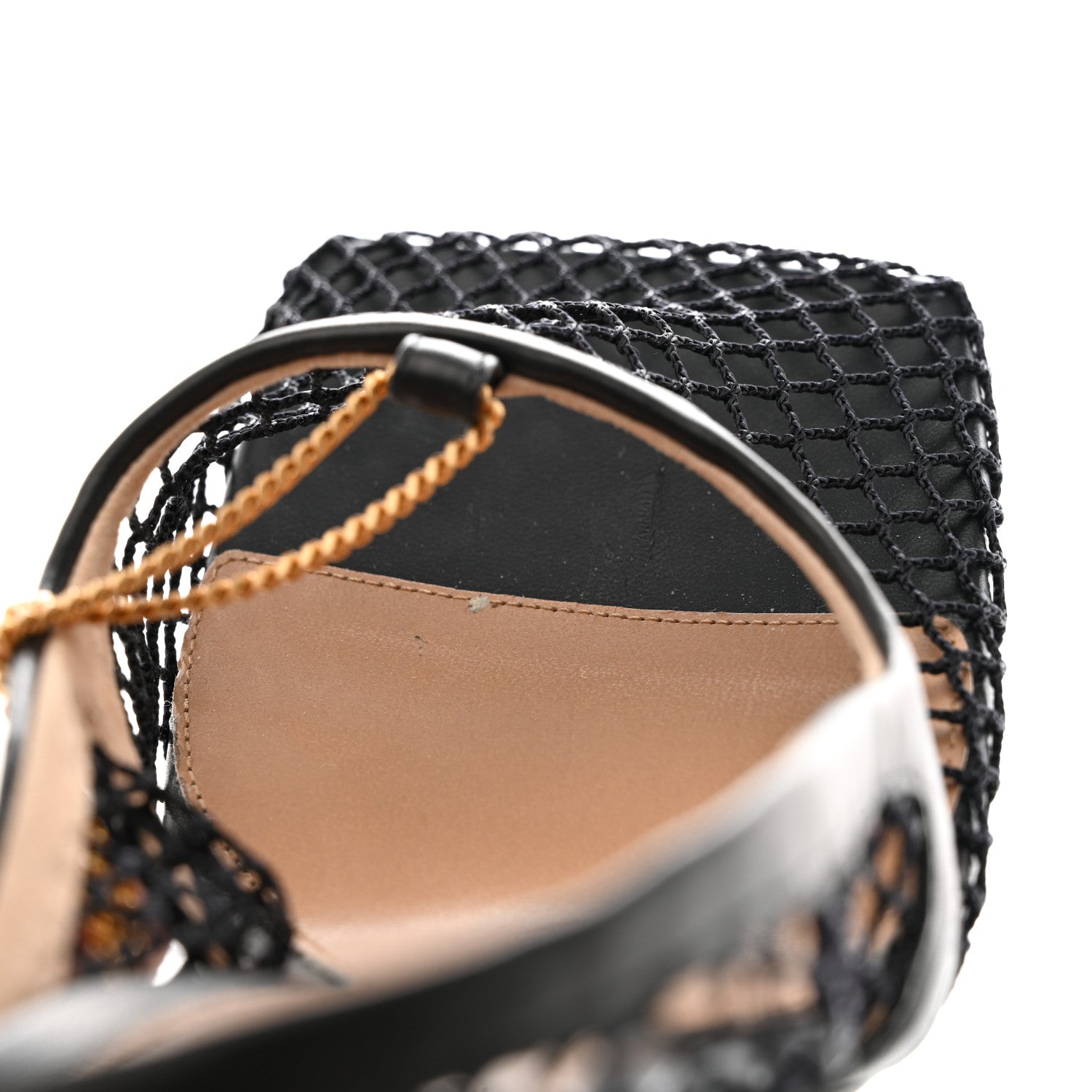 Bottega Veneta Mesh Calfskin Stretch Chain Strap 90mm Pumps 36.5 Black 8 of 8