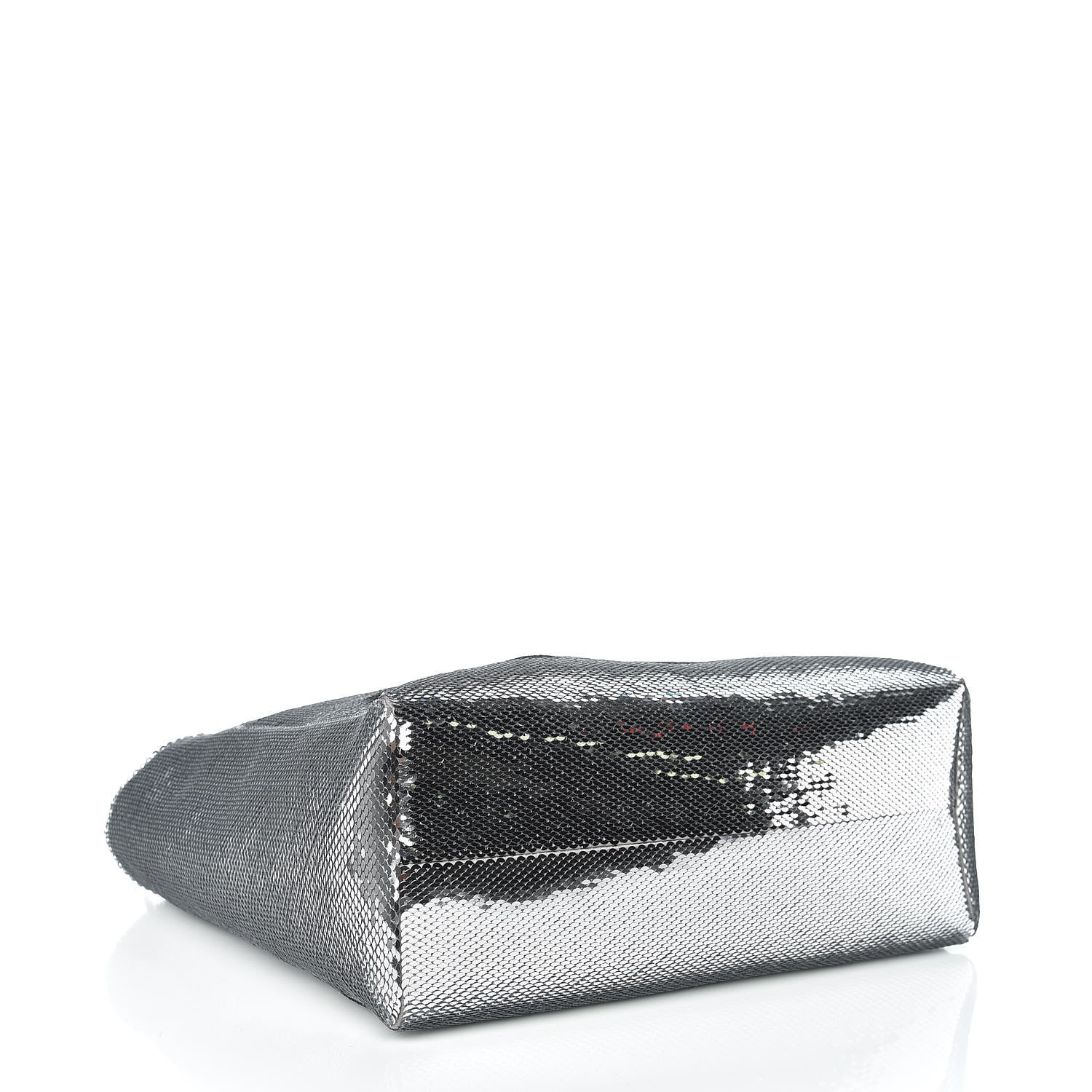 Miu Miu Paillettes Sequin Logo Tote Argento 4 of 6