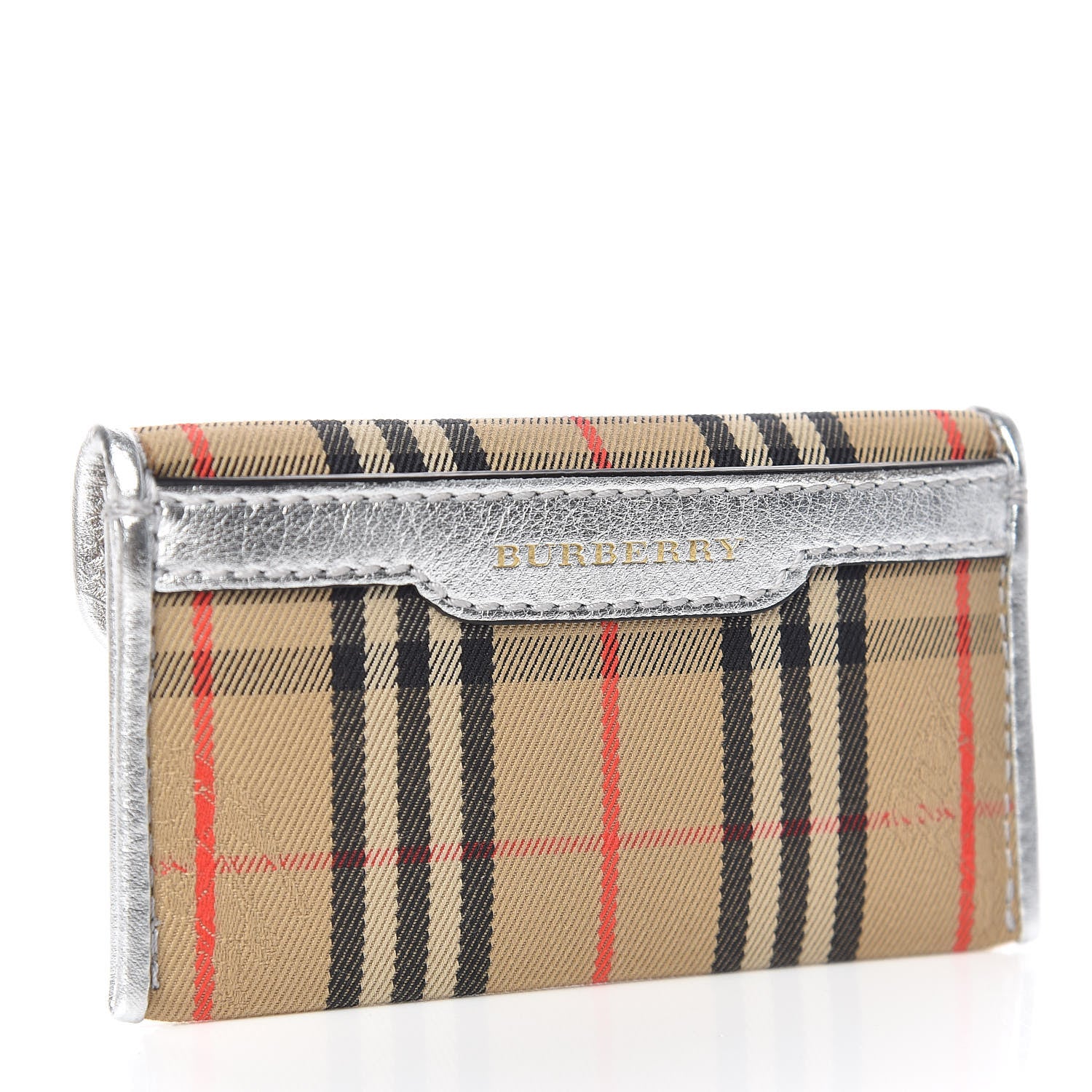 Burberry Smooth Calfskin 1983 Knight Check Envelope Card Case Silver 3 of 8