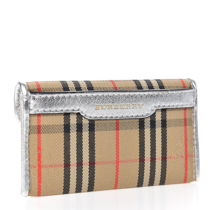 Burberry Smooth Calfskin 1983 Knight Check Envelope Card Case Silver 3 of 8