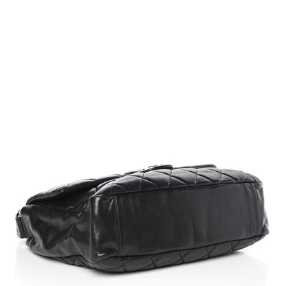 Chanel Glazed Caviar Quilted Stretch Spirit Messenger Bag Black 4 of 9