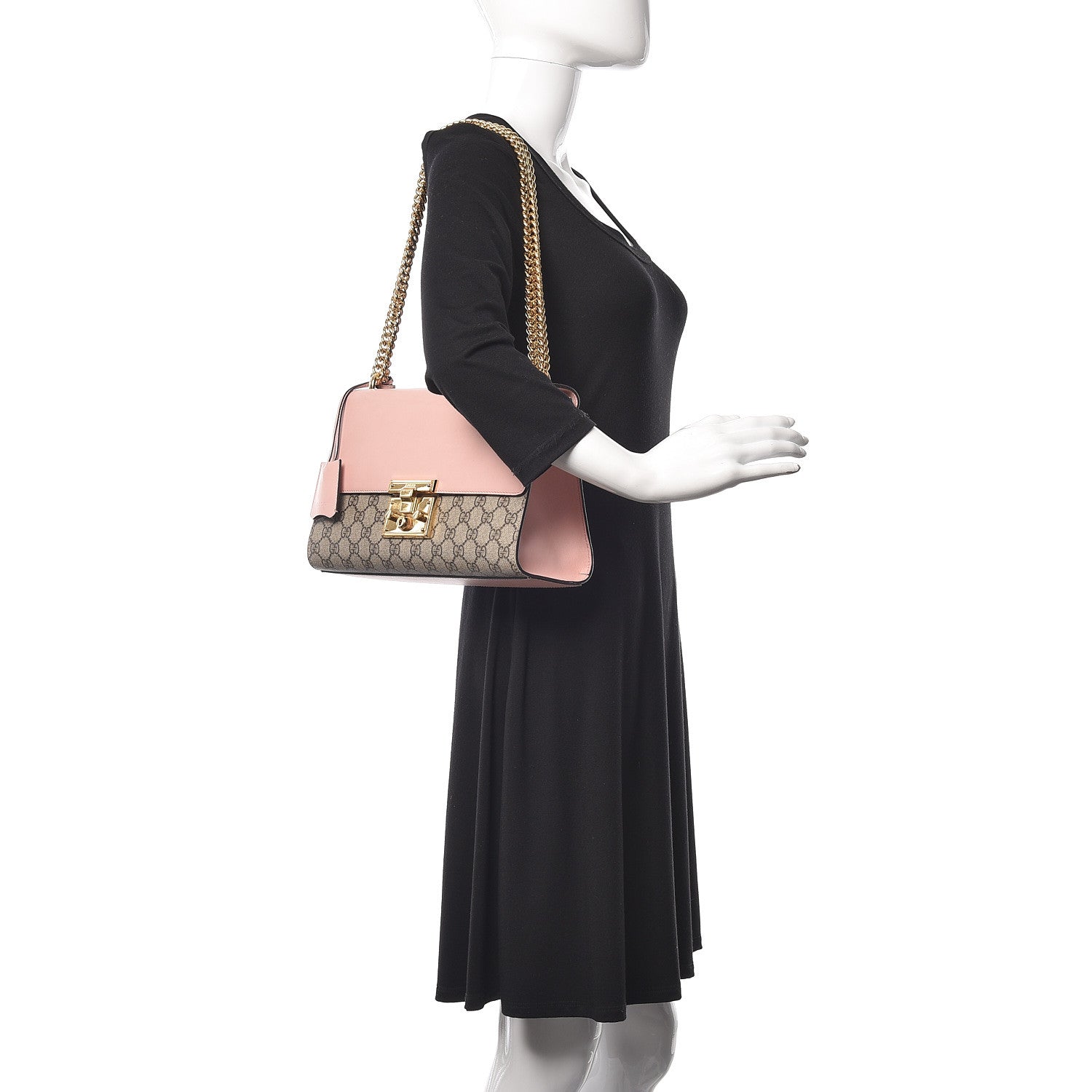 Gucci GG Supreme Monogram Calfskin Medium Padlock Shoulder Bag Beige Perfect Pink 2 of 16