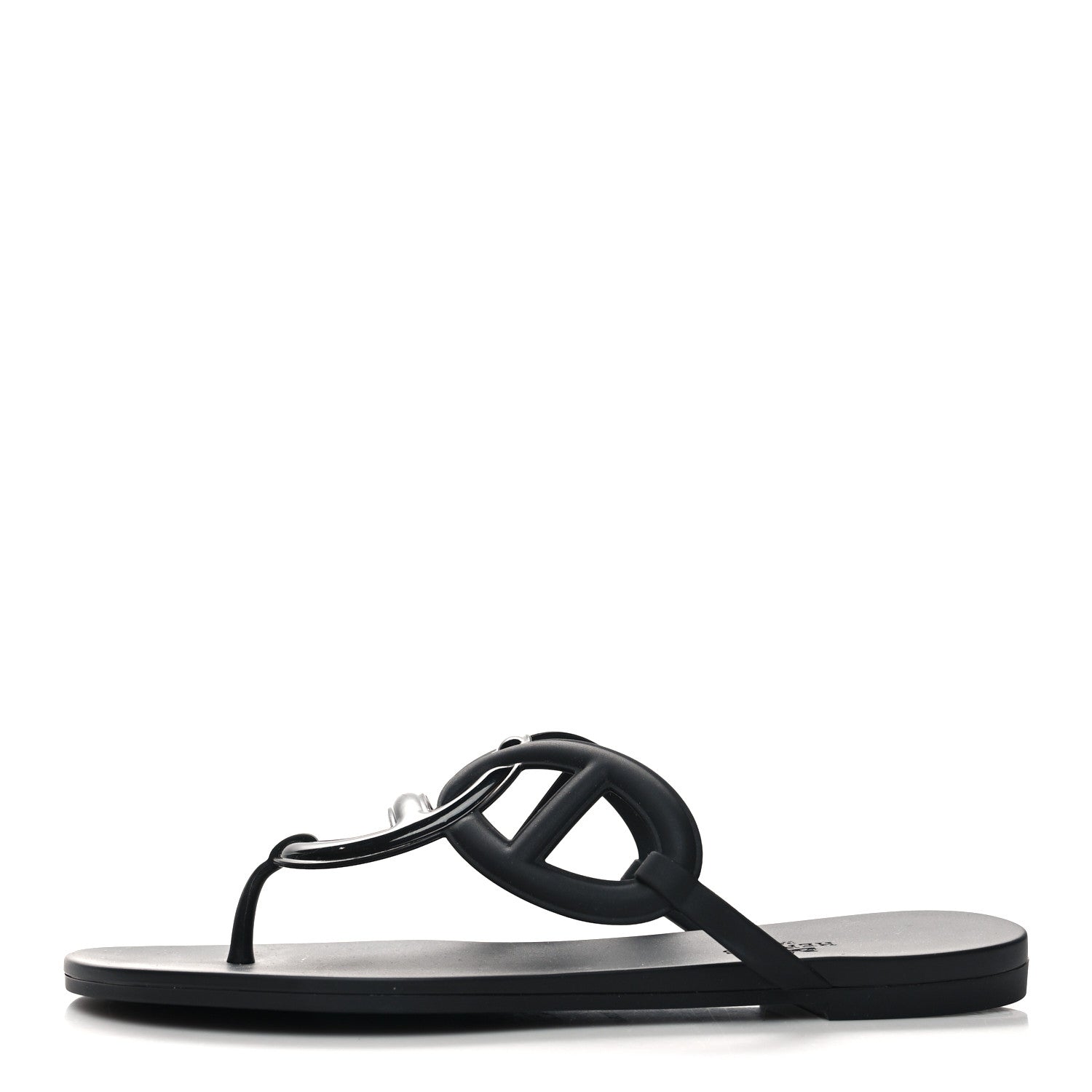 Hermes Rubber Womens Egerie Sandals 39 Black 1 of 8