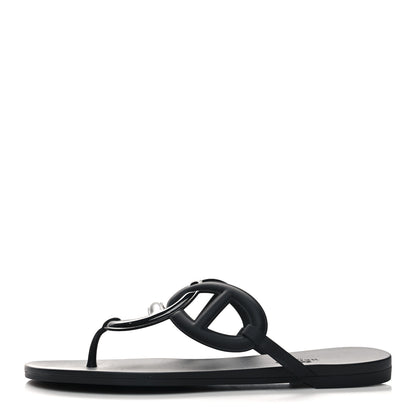Hermes Rubber Womens Egerie Sandals 39 Black 1 of 8