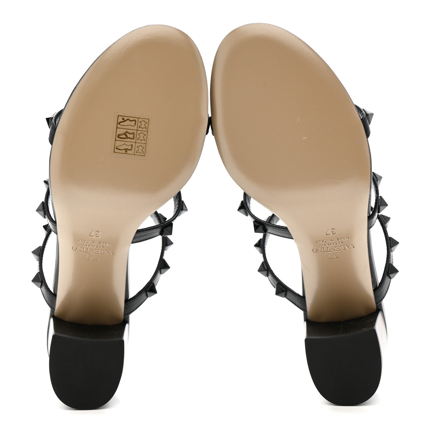 Valentino Garavani Calfskin Monochrome Rockstud 60mm Caged Slide Sandals 37 Black 6 of 9