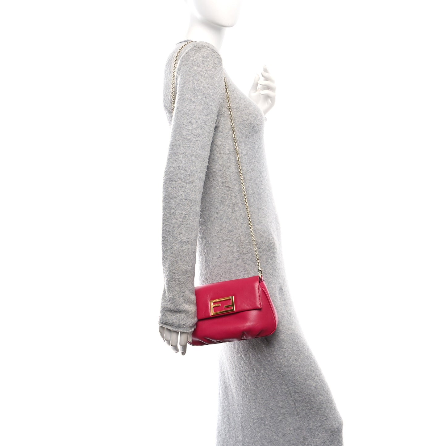 Vitello Flamingo Fendista Pouchette Crossbody Fuxia