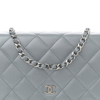 Chanel Metallic Lambskin Quilted Wallet On Chain WOC Silver 8 of 10