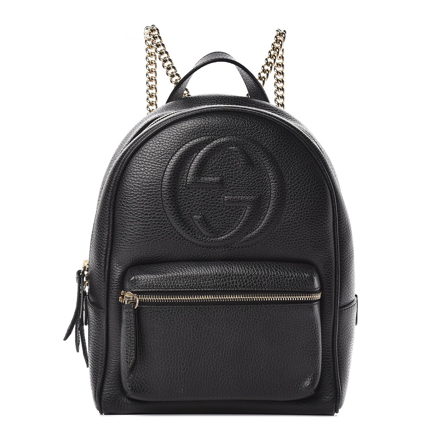 Pebbled Calfskin Soho Chain Backpack Black