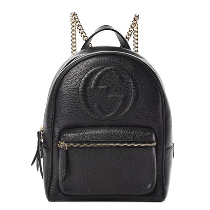 Gucci Pebbled Calfskin Soho Chain Backpack Black 1 of 18