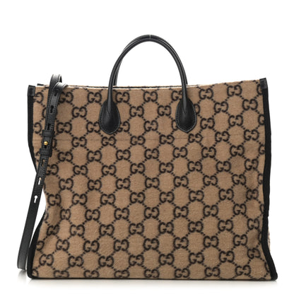 Gucci Covered Wool GG Monogram Large Tote Bag Beige Ebony 1 of 10