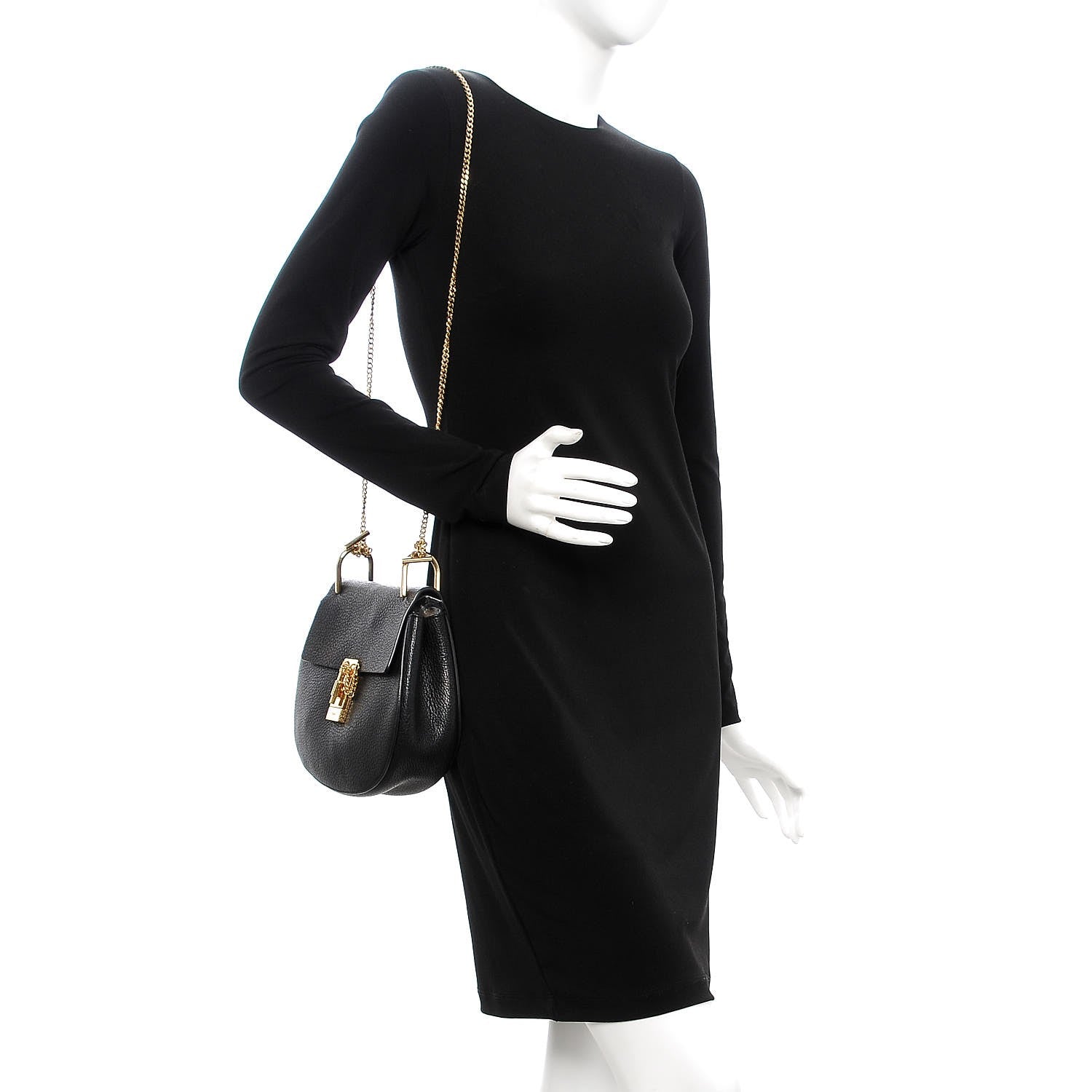 Chloe Grained Lambskin Drew Shoulder Bag Black 2 of 9