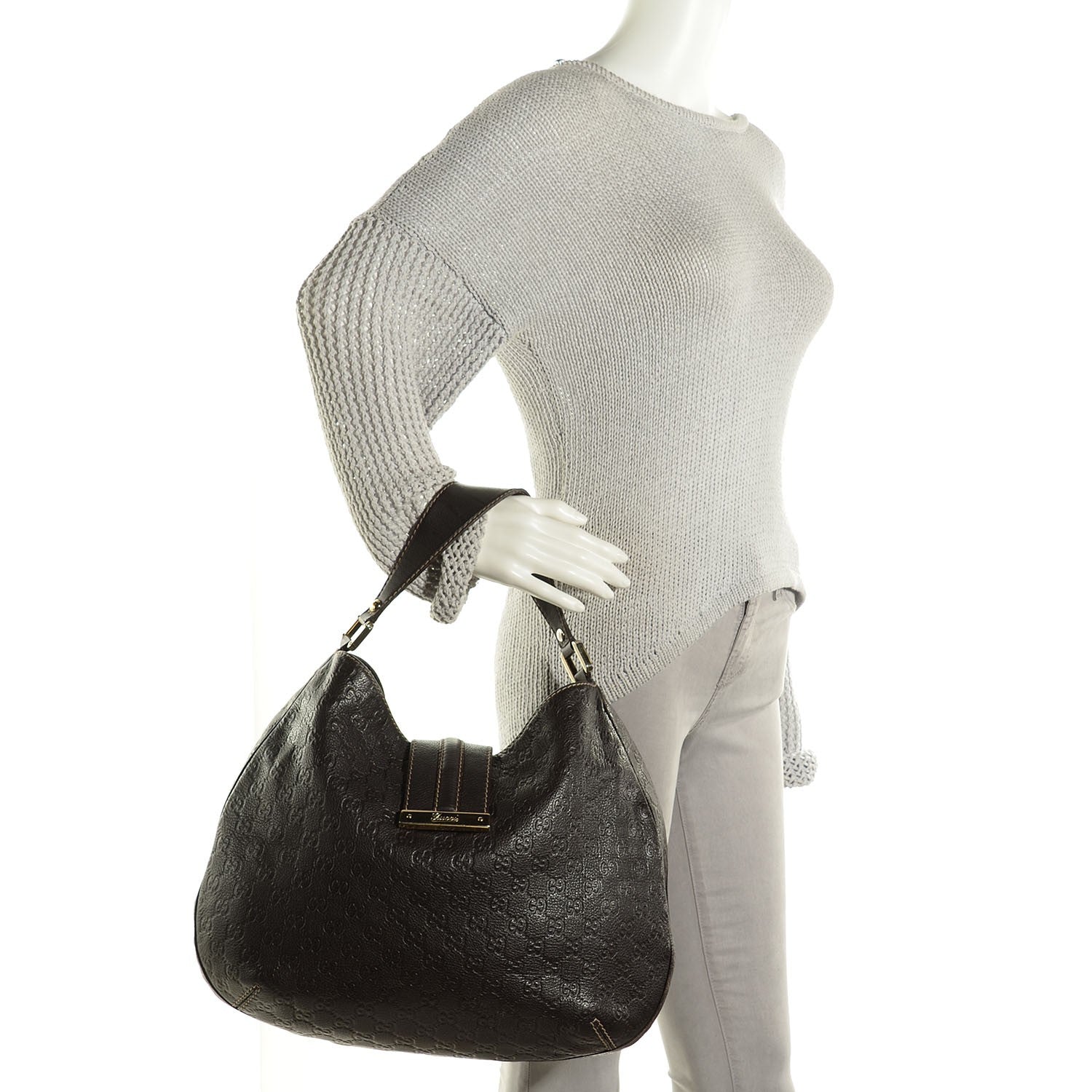 Gucci Guccissima Large New Ladies Web Hobo Dark Brown 2 of 10