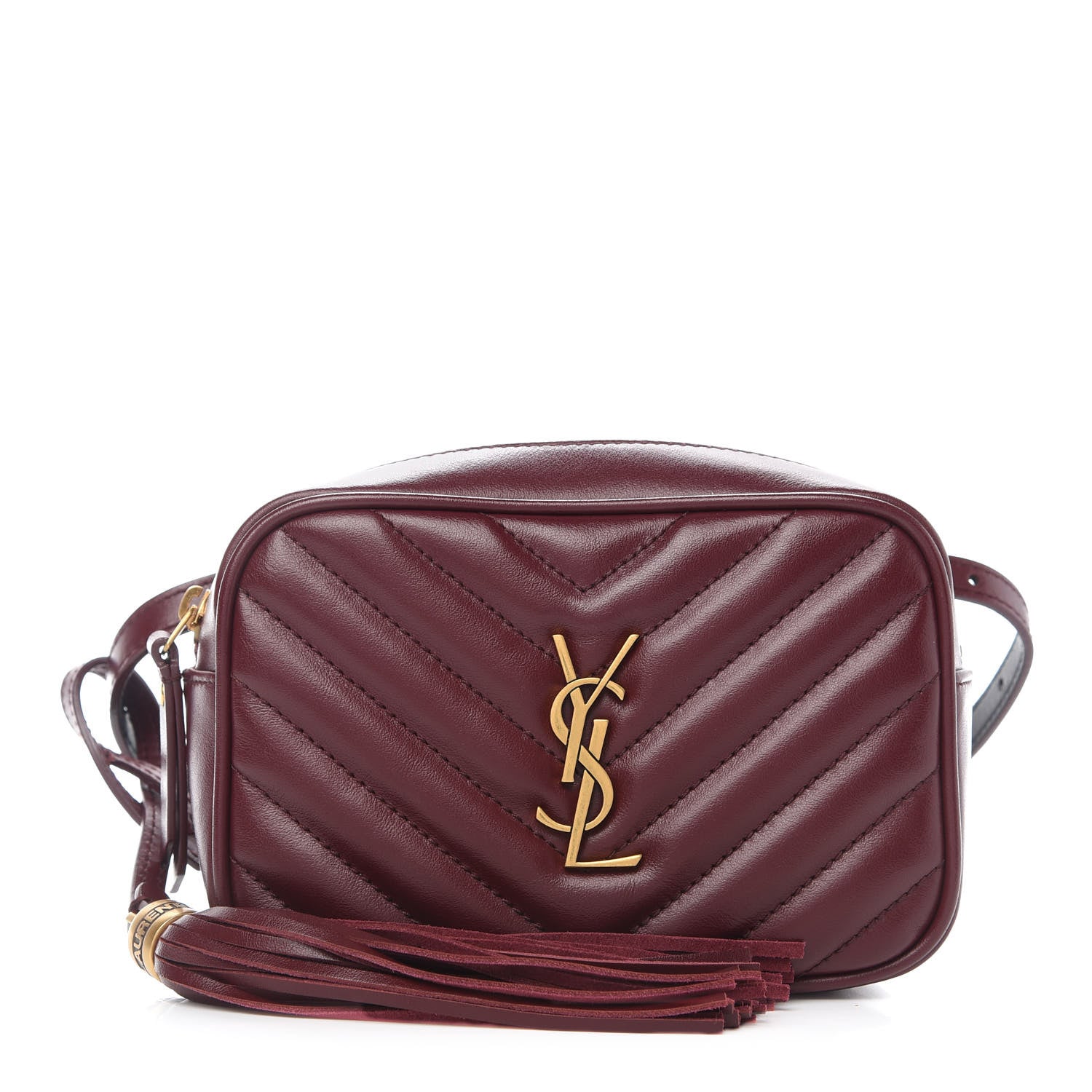 Saint Laurent Calfskin Matelasse Monogram Lou Belt Bag Dark Legion Red 1 of 9